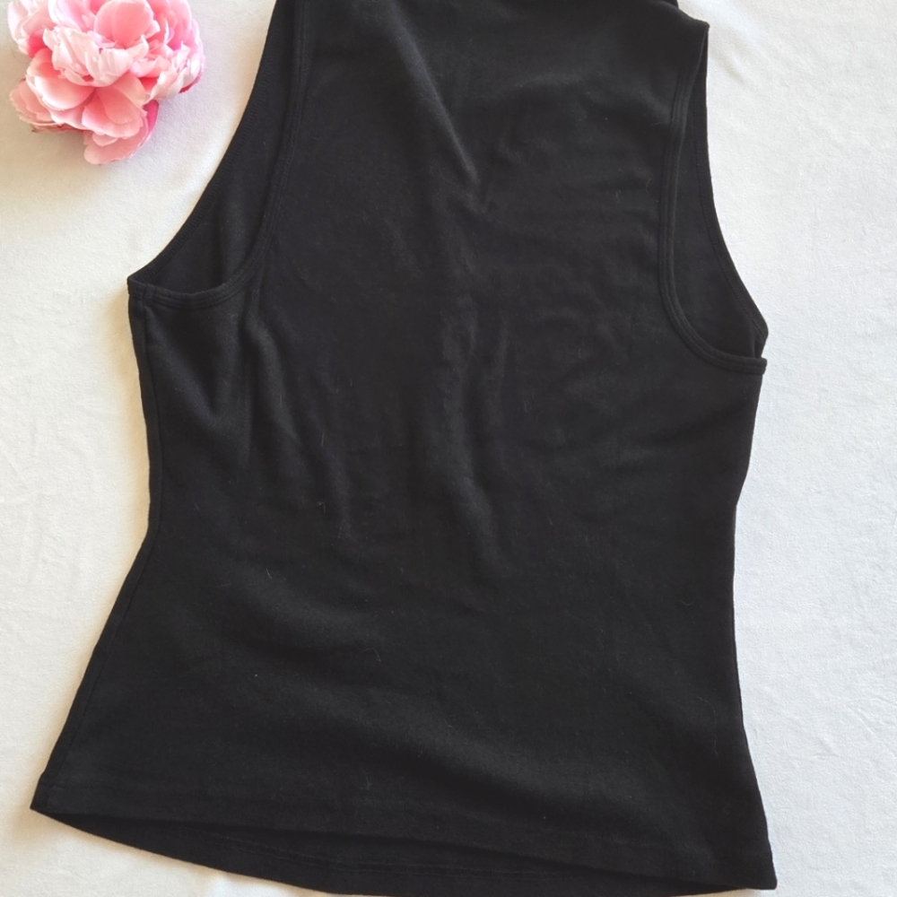 🏷️Michael Stars Norah Sleeveless Knit Stretch Black Polo Size 1X - Picture 8 of 9